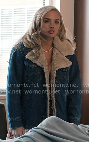 Oreana's denim and fleece jacket on Dutton Ranch