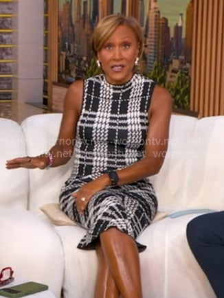 Robin's black plaid sheath dress on Good Morning America