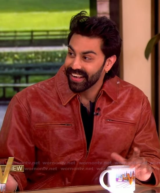 Saagar Shaikh's leather zip jacket on The View