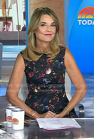 Savannah's black floral sleeveless dress on Today