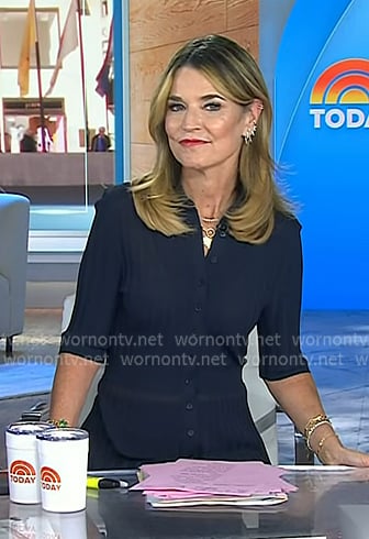 Savannah's navy ribbed polo dress on Today