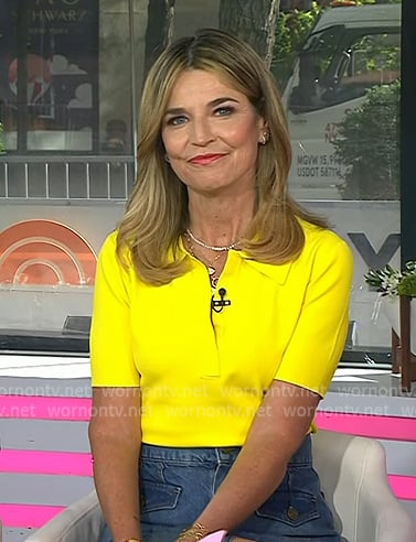 Savannah's yellow polo and denim skirt on Today