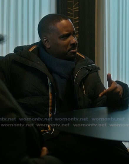 Shaad's black padded jacket on The Chi
