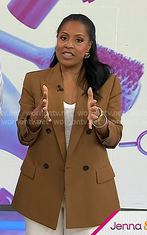 Sheinelle's brown double breasted blazer on Today