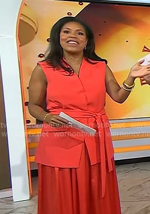 Sheinelle's red wrap vest on Today