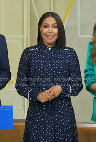 Stephanie's navy polka dot shirtdress on Good Morning America