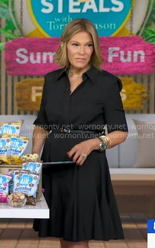 Tory's black pleated shirtdress on Good Morning America