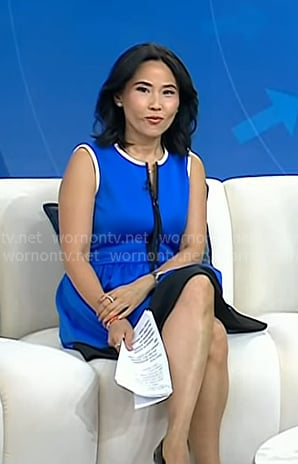 Vicky's blue zip front mini dress on Today