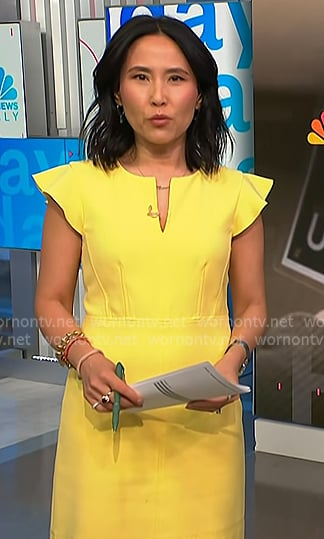Vicky's yellow flutter sleeve dress on NBC News Daily