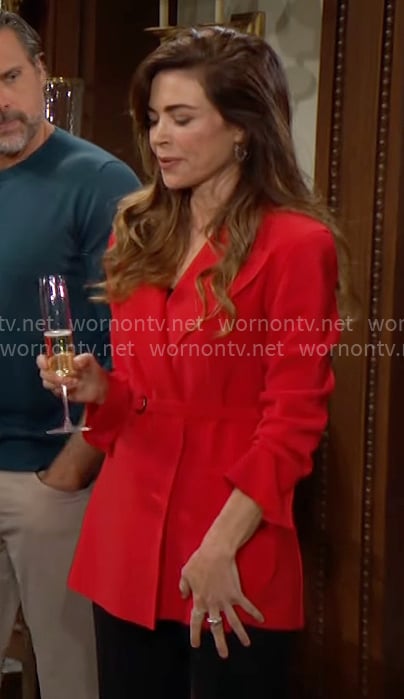Victoria's red belted blazer on The Young and the Restless
