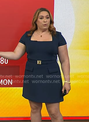 Violeta's navy square neck belted mini dress on NBC News Daily