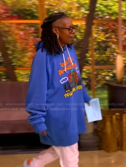 Whoopi's blue Knicks hoodie on The View