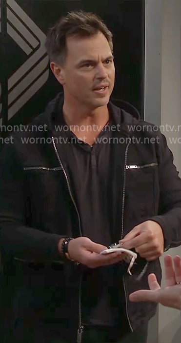 Wyatt's black hooded jacket on The Bold and the Beautiful