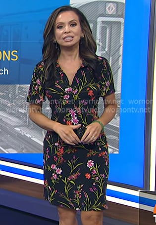 Adelle's black floral polo dress on Today