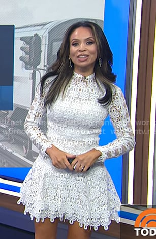 Adelle's white guipre lace mini dress on Today