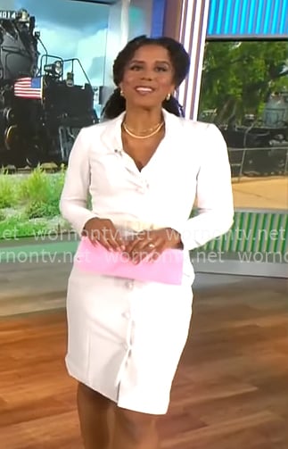 Adriana Diaz's white blazer dress on CBS Mornings