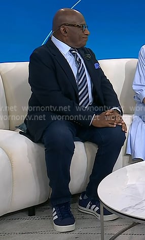 Al Roker's navy stripe sneakers on Today