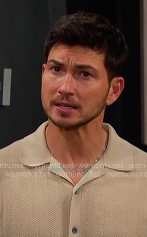 Alex's beige knit short sleeve shirt on Days of our Lives