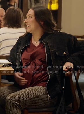 Alli's black corduroy and sherpa layered jacket on The McBee Dynasty Real American Cowboys