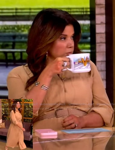 Ana's beige belted shirtdress on The View