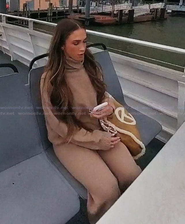 Ariana's brown suede tote on Next Gen NYC