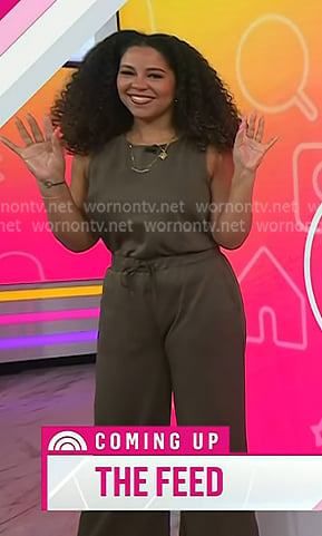 Arianna's army green sleeveless jumpsuit on Today