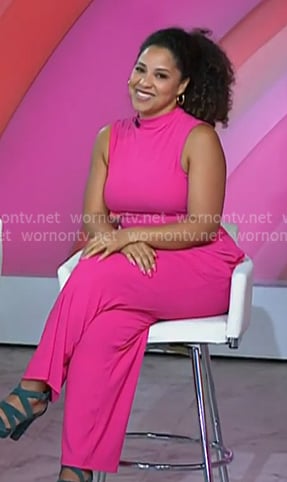 Arianna's pink mock neck sleeveless jumpsuit on Today