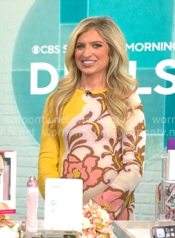 Ashley Bellman's yellow floral mini dress on CBS Mornings