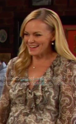 Belle's paisley print ruffle mini dress on Days of our Lives