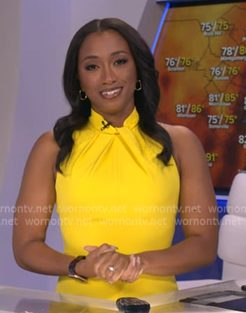 Brittany's yellow twist neck dress on Good Morning America