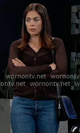 Britt's dark brown knit cardigan on General Hospital