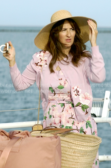 Brooke's lilac floral dress and cardigan set on The Five Star Weekend