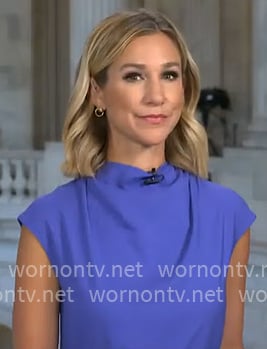 Caitlin Huey-Burns blue cap-sleeve dress on CBS Mornings