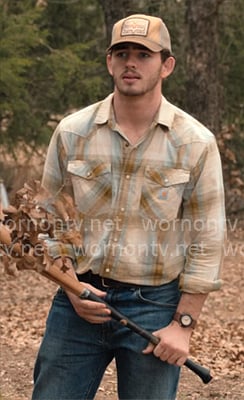 Carter's beige plaid shirt on Dutton Ranch