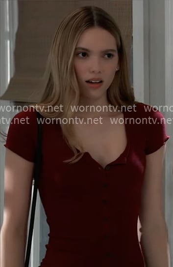 Charlotte's red button front top and jeans on General Hospital