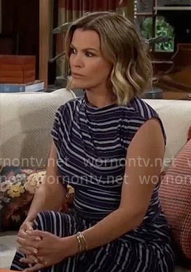 Chelsea's blue striped dress on The Young and the Restless
