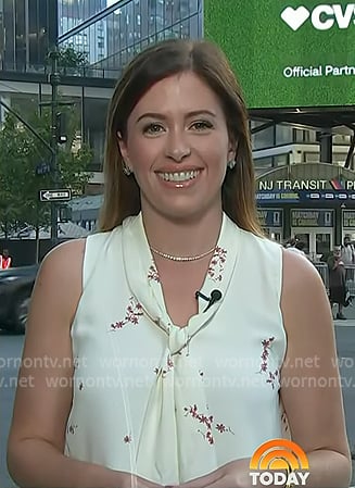 Chloe's white floral tie neck top on Today