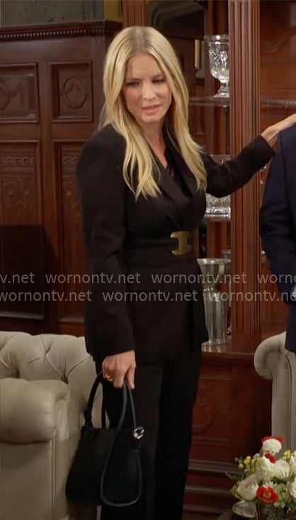Christine's black blazer with gold buckle on The Young and the Restless