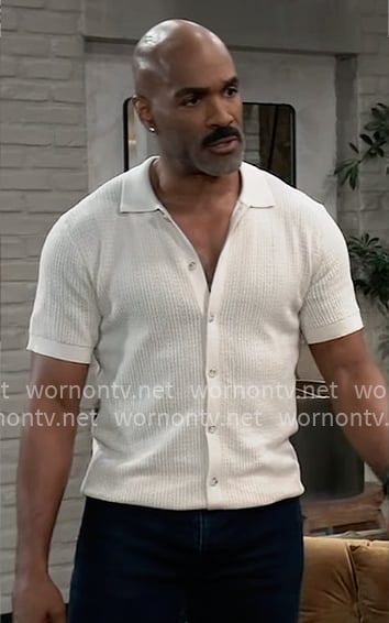 Curtis's white knit button down shirt on General Hospital
