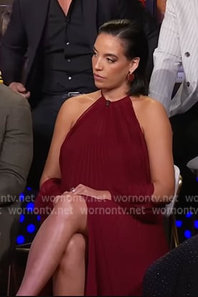 Danielle's burgundy pleated reunion dress on In The City