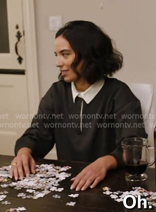 Danielle's grey collared sweatshirt on In The City