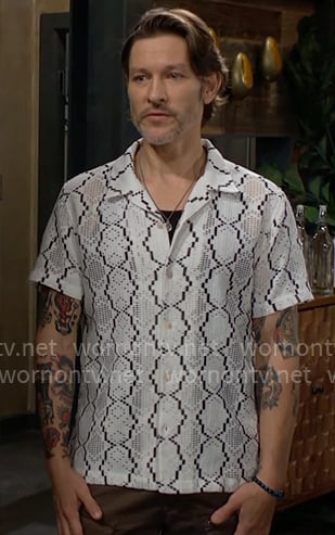Daniel's printed crochet shirt on The Young and the Restless