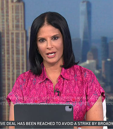 Darlene's pink prited short sleeve dress on Today
