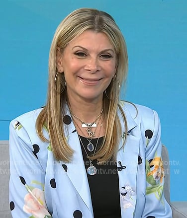 Dr. Robi Ludwig's blue floral polka dot suit on NBC News Daily