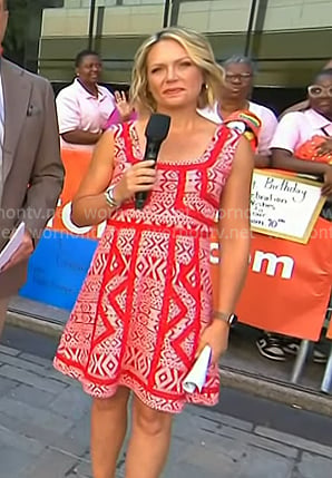 Dylan's red embroidered dress on Today