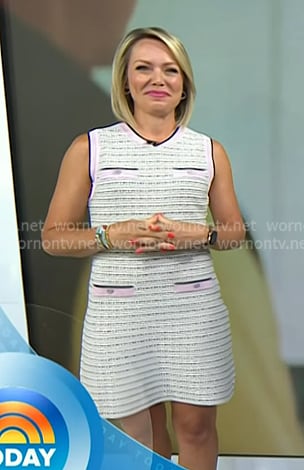 Dylan's white sleeveless tweed mini dress on Today