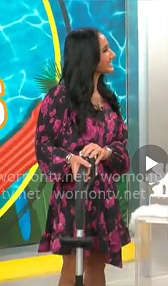 Elizabeth Werner's black and pink floral dress on CBS Mornings