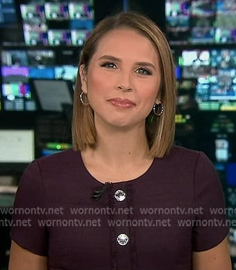 Elizabeth's purple short sleeve tweed dress on Good Morning America