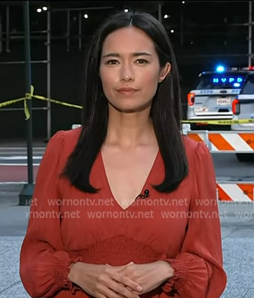 Emilie's red smocked peplum top on Today