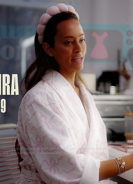 Emira's printed robe on Next Gen NYC